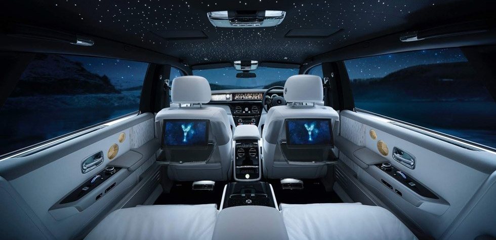 Back seat of Rolls Royce Phantom