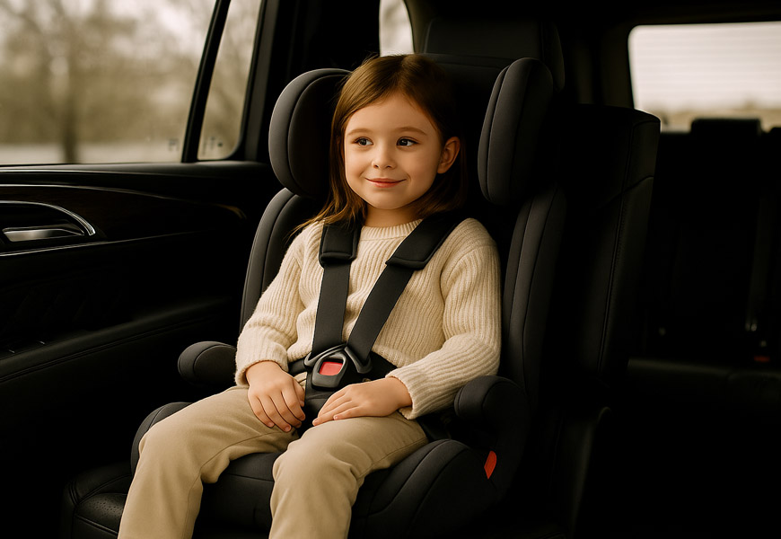 Car Service with Car Seats, child buckled in - Luxury Automotive