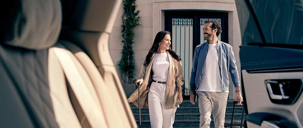 Car Service with Car Seats - parents walking